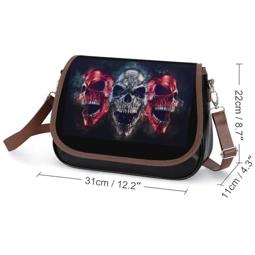Screaming Demon Skulls Crossbody Bag Anti-Theft Side Shoulder Bags Adjustable Leather Messenger Bag Unisex2