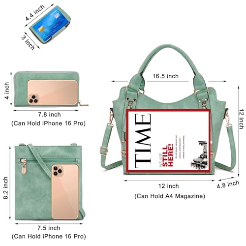 Soperwillton Purses for Women Large Shoulder Handbag Tote PU Leather Hobo Crossbody Bag Ladies Wallet Set 4pcs