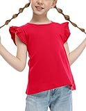Flypigs Girls Size 6 Solid Color Tshirt Flutter Basic Tank Top Plain Toddler Shirts Red 9-10 Years