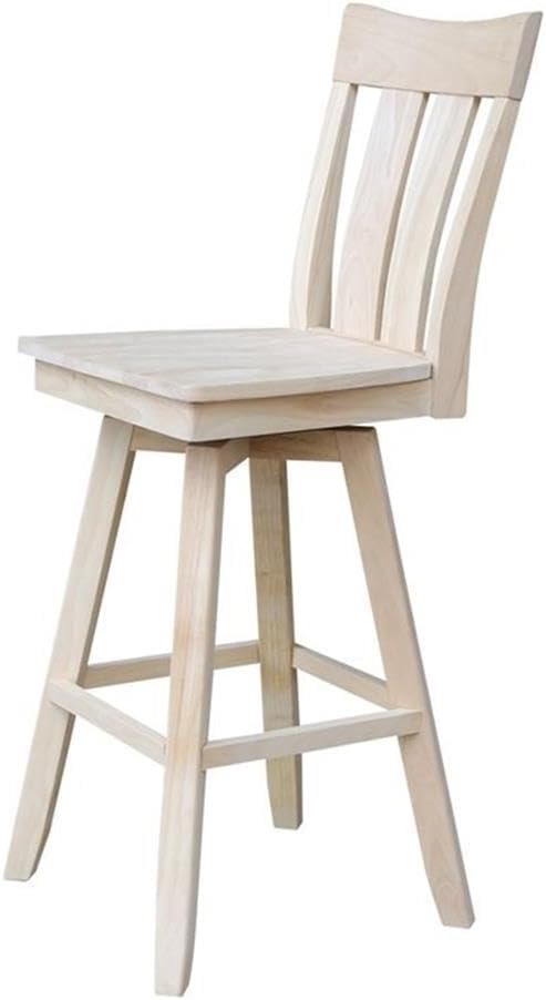 IC INTERNATIONAL CONCEPTS Ava Bar Height Stool - with Swivel Seat - 30" Seat Height Unfinished