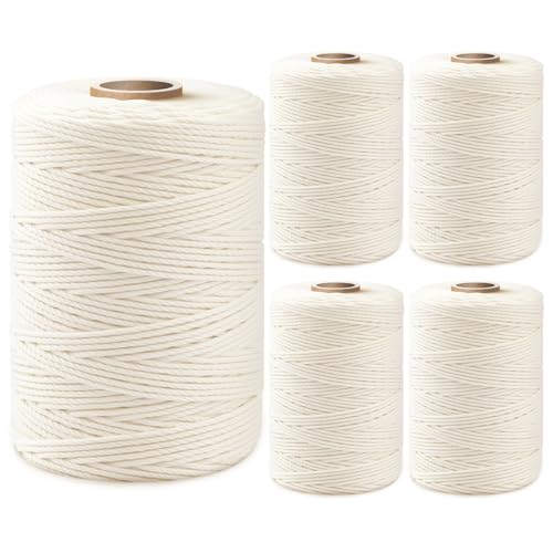 PerkDecor 3,000ft (600ft x 5Rolls) Butchers Twine 2mm Cotton String