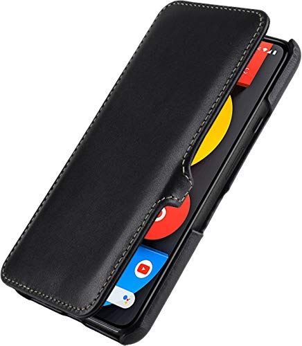 Étui en cuir véritable Google Pixel 5 StilGut Noir Nappa luxe