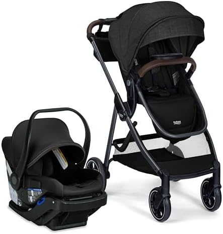 Britax Phases Travel System with Arbor Infant Car Seat, StayTight Base, & Parent Organizer; Car Seat and Stroller Combo with DuoConnect; 6-in-1 Stroller Includes Pramette Mode Raven Black