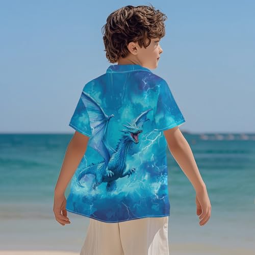 Image of Kids Tie-dye Hawaiian Shirt 80s Button Down Retro Short Sleeve Casual Beach Tropical Funny Party Outfits for Boys
