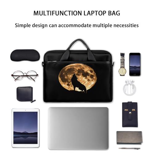 Bolsa para laptop con silueta de lobo y luna 15 pulgadas miniatura 7