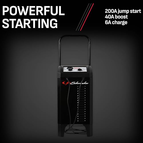 Schumacher Electric SC1565 200A 12V Manual Timer-Controlled Battery Wheel Charger and Jump Starter, 40A Boost Mode, 135-Minute Timer, Heavy-Duty Jumper Cables