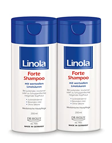 Linola Forte Shampoo - Doppelpack = 400 ml | Kopfhautpflege-Shampoo zur Anwendung bei juckender und trockener Kopfhaut, Schuppenflechte, Psoriasis