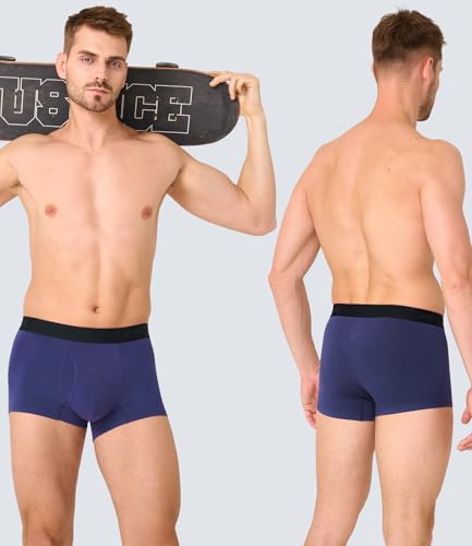 Men's Bamboo Underwear 4-Pack - Ultra Soft, Anti-Roll Waistband, Tagless Trunks4