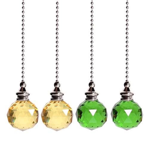 Lot de 4 chaînes de traction pour ventilateur de plafond, lampe de chambre à coucher, chaîne de traction décorative pour ventilateur de plafond (vert + or)