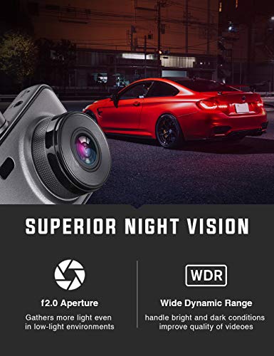 Dash Cam Front and Rear Include 32GB SD Card, 1080P Dash Camera for Cars 3 Inch LCD Screen Dual Dash Cam with Night Vision, 170° Wide Angle Dashboard Camera Motion Detection Parking Monitor G-Sensor - Thumbnail 3