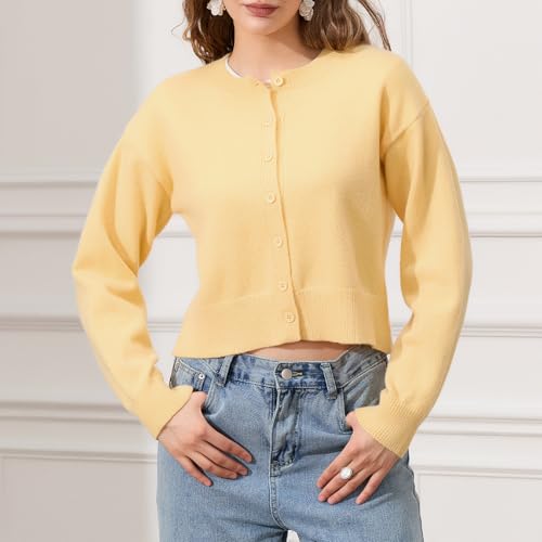 Image of Women's Cardigans Button Down Solid Color Knit Sweater Shirt Lady Lightweight Jackets Fall Winter Outfits