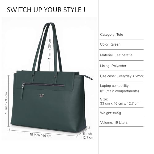 Image of Premium Women's Laptop Tote Bag | Handcrafted Leatherette Shoulder Handbag | 2 Pocket Stylish Office & Casual Carry Bag
