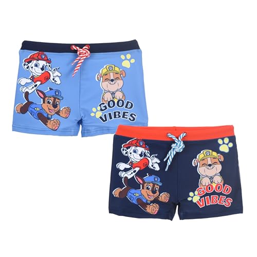 Paw Patrol Bañador para Niño, 2 Pares de Shorts de Baño Boxer, Chase Marshall y Rubble Bañador de Natación para Niños, Talla 6 Años | Azul