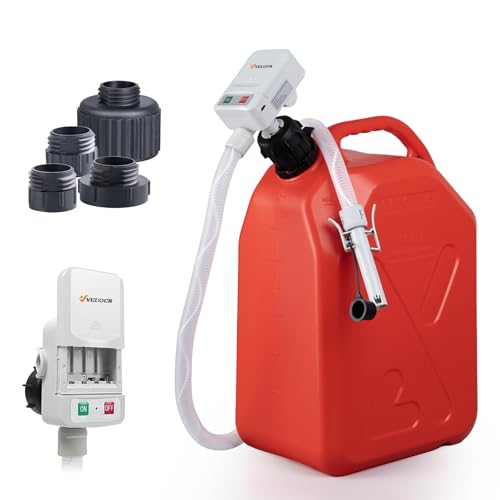 Fuel Transfer Pump with Auto Stop Sensor Overfill Protection,Kit with 4 Tank Adapter, 3.2 GPM Portable Automatic Fuel Transfer Pump, Portable Gas Pump for Oil, Diesel, Gasoline (Gray)