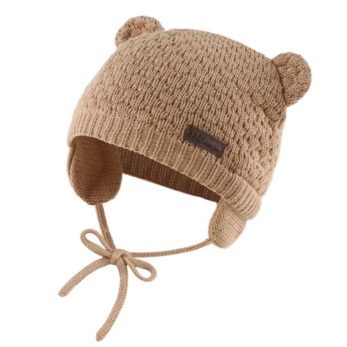 Image of JANGANNSA Cute Knitted Boys Girls Christmas Beanie Warm Earflap Winter Hat Infant Toddler Baby Beanie 0-2Y