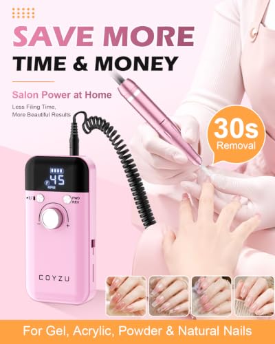 COYZU Nail Drill Professional 45000RPM Rechargeable Electric Nail File - image 2