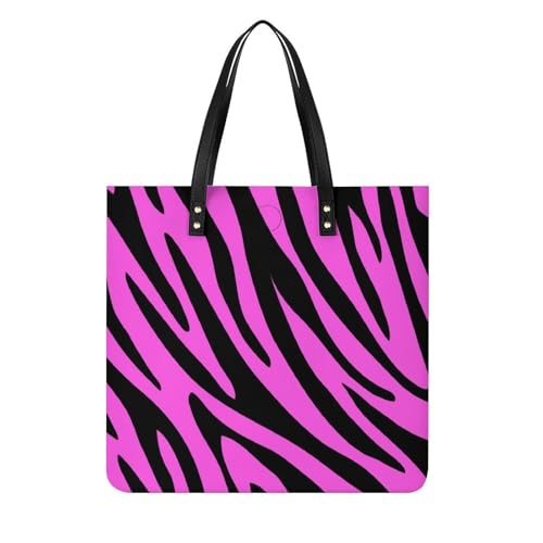 Tote bag de voyage rayures roses noires élégant sac shopper grand format pour femmes