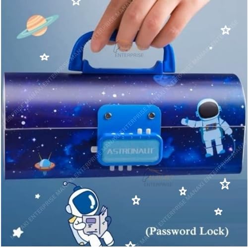 MANAKI ENTERPRISE Plastic Kids Pen&Pencil Box Suitcase Style Password Lock Pencil Case,Multi-Layer Pencil Box For Kids,Boys,Girls,Stationary Organizer Case,Return Gift (Astron. - Blue Pencil Box)