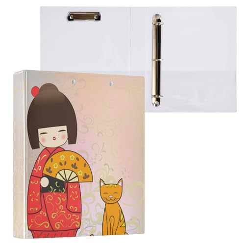 リングファイル ルーズリーフ バインダー a4 雛祭り ひなまつり 桃の節句 和風 人形 Dリング 3穴 200枚収納 クリップ&収納ポケット付き 書類整理 事務用品