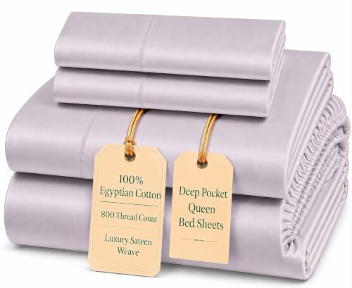 Image of Queen Sheet Set Deep Pocket, 800 TC Bed Sheets Queen Size Set - Lavender