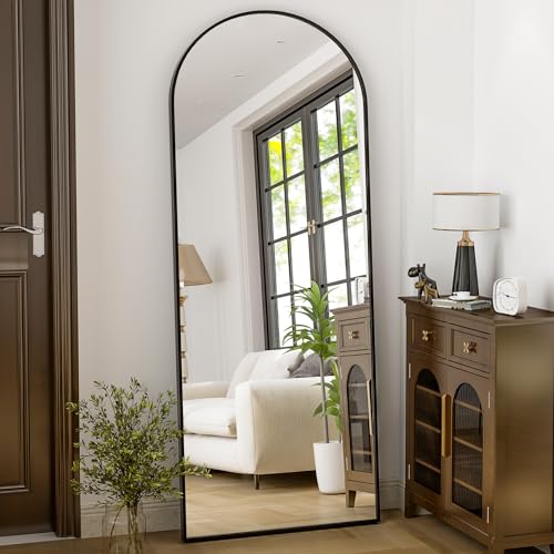 Harritpure NMGXZJ-2164-B 64 Inchx21 Inch Full Length Mirror Arched Full Mirror Free Standing Leaning Mirror Wall-Mounted Mirror Aluminum Frame Modern Mirrors thumb #1