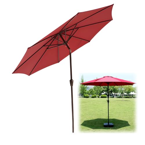 Parasol d'extérieur 8 baleines, pare-soleil UPF 50+, double inclinaison à 45°, pas de base nécessaire, parasol de marché pour terrasse, plage, restaurant, salle à manger en plein air