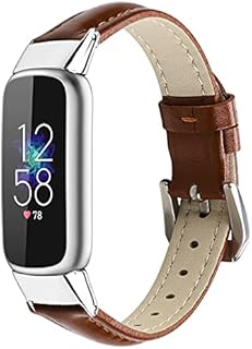 AISPORTS Compatible with Fitbit Luxe Strap Leather for Women Men, Soft Breathable Leather Sport Wristband Metal Classic Buckle Bracelet Replacement Strap for Fitbit Luxe Fitness and Wellness Tracker