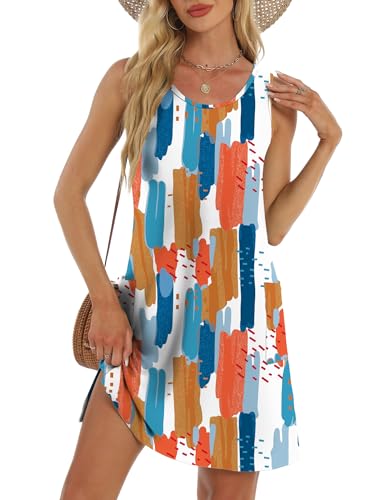 Image of BKRIVE Coverup Summer Dresses for Women 2026 Eyelet Casual Loose Sleeveless Sundresses Tank Dresses with Pockets