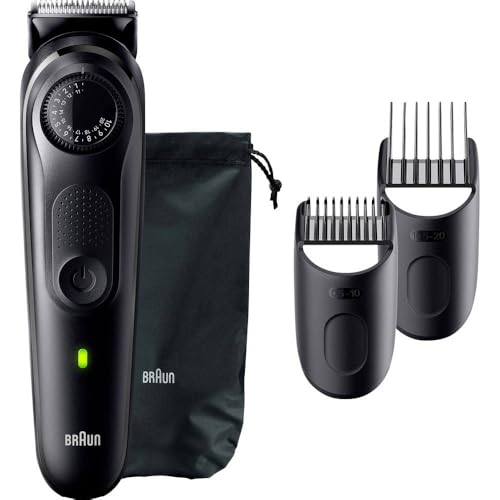 Braun Barttrimmer Series 5, Elektrischer Bartschneider Herren mit 5 Zubehörteile, Ultrascharfe ProBlade Klinge, 100 Min Akkulaufzeit, Kabelloser Bartrasierer, 40 Längen, Wasserdicht, BT5430, Schwarz
