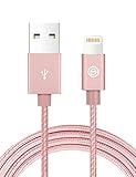 OPSO [Apple MFi Certified] 1M / 3.3 ft Nylon Braided Lightning 8-pin to USB Charging Cable / Cord for iPhone 7 6s 6 Plus 5s 5,iPad Pro mini iPod - Rose gold