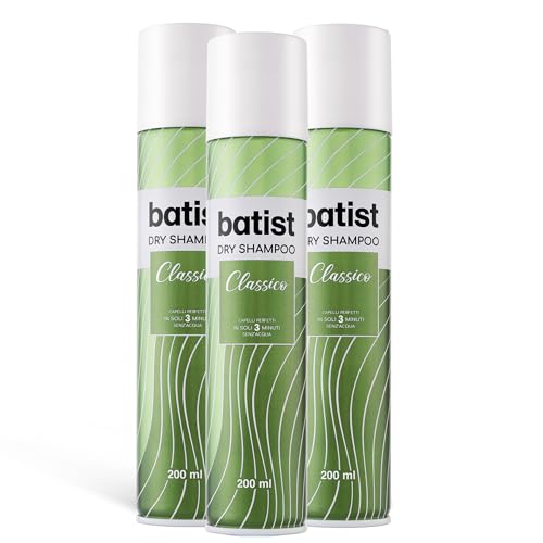 Batist Shampoo Secco Classico, Shampoo a secco ravvivante per capelli perfetti in soli 3 minuti, senz'acqua, Shampoo secco adatto a tutti i tipi di capelli, 3x200 ml, Made in Italy
