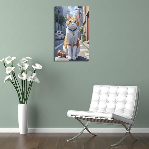 Toile chat blanc orange de rue impression haute définition 20x30 - 5