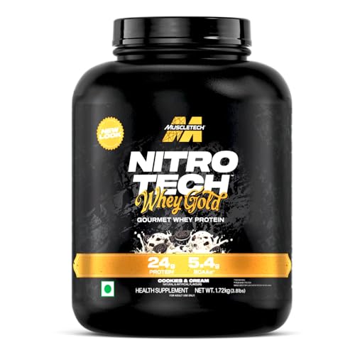 Image of MuscleTech Nitro-Tech Whey Gold Protein Powder | 24 g Protein & 5.4 g BCAAs Per Serving | Supports Lean Muscle & Faster Recovery | Cookie & Cream| 1.72 kg