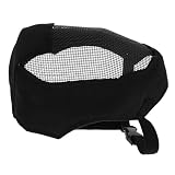 FENICAL Vollgesichts Schwarz aus Stahl Fechtmaske mit Atmungsaktivem Oxford Mesh Stoff Stoßfeste Schutzmaske für Jagd und Outdoor Bereich