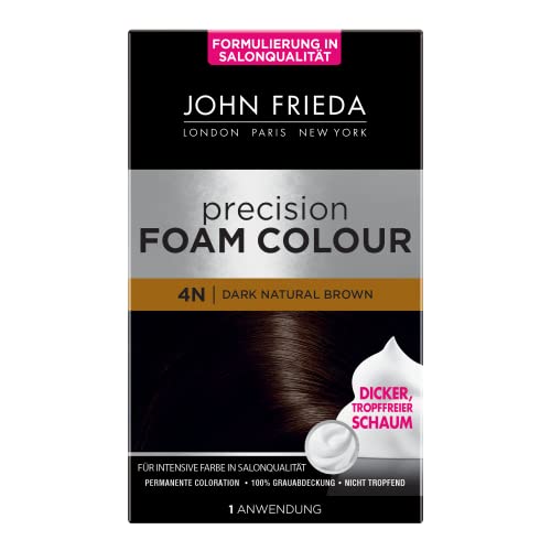 John Frieda Coloración permanente de espuma – Pack de 2 – Precision Foam Colour – Color: 4N Dark Natural Brown – Marrón oscuro – Cobertura perfecta y uniforme – Para 1 aplicación