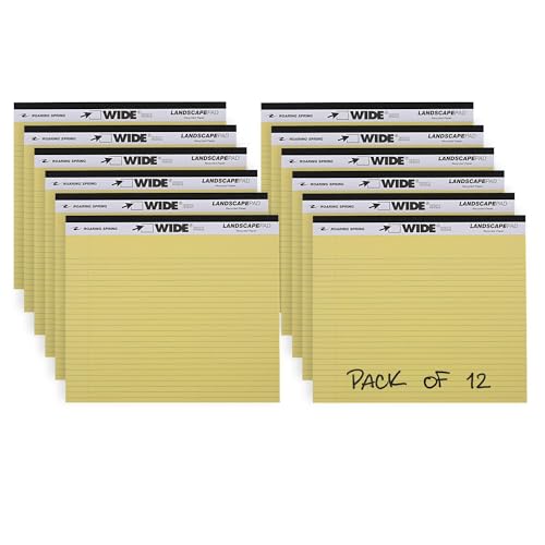 ROARING SPRING Wide Landscape Legal Pad, Canary Yellow, 12 Pads, 11" x 9.5", College-Ruled with Margin, 20 lb Recycled Paper, 40 Perforated Sheets, Made in USA