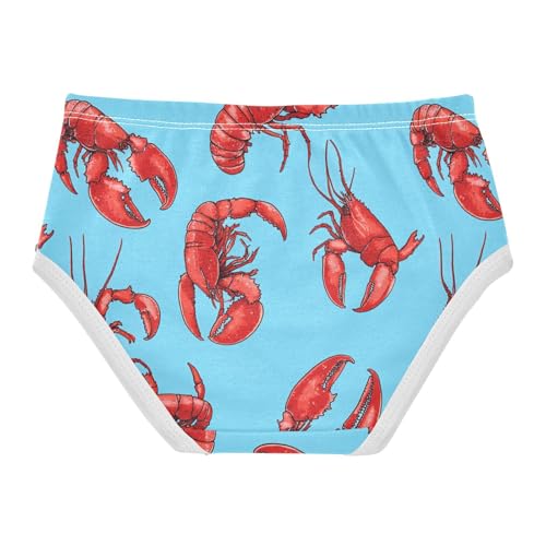 Wusikd Red Lobster Girls' Underwear Cotton Blue Girls Briefs Soft Toddler Underwear 2T2