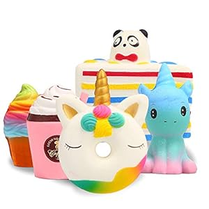 Squishy Spielzeug ,【5 Stück】 Squeeze Toys Kawaii Party Geschenke für Kinder,Pomisty Einhorn Frappuccino EIS Kuchen…