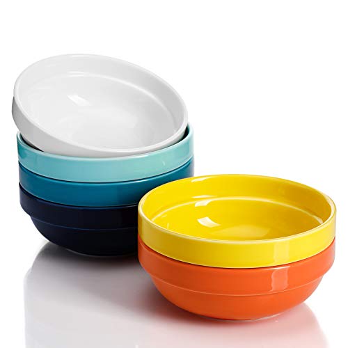 Sweese 119.002 Porcelain Stackable Bowls - 20 Ounce for Cereal, Salad - Set of 6, Hot Assorted Colors