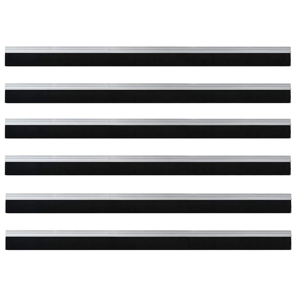 Selbstklebende Türbürstendichtung 6 Stück Silber 100 cm, Zugluftstopper für Türen aus Aluminiumlegierung, PVC und Nylon, reduziert Zugluft und Geräusche, einfache Montage ohne