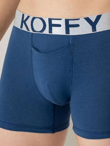 Image of KOFFY Men's Malleable Cotton Lycra Long Trunk with Minus Cutting Pouch I Wrinkle Free I Moisture Wicking Technology