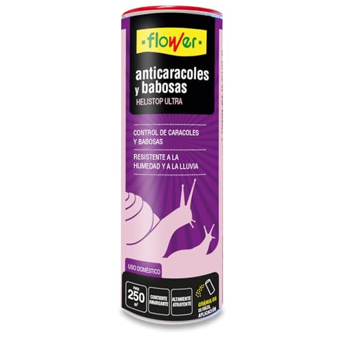 Flower – Anticaracoles y Babosas Helistop Ultra 250 g | Cebo Micro Granulado | Con Metaldehído, Resistente a la Humedad | Jardín y Huerto | Uso Doméstico