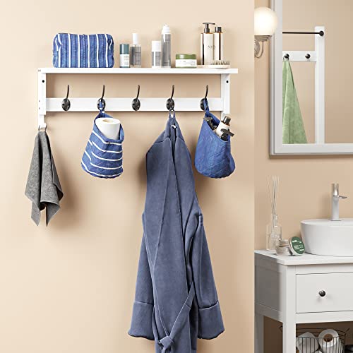 Ambird Coat Rack Wall Mount With Shelf, 28.9 Inches Coat Hooks Wall Mounted With 5 Hooks, Hat Wall Hooks For Hanging In Entryway, Living Room, Bathroom, Bedroom (White, 28.9 * 4.5 Inches) #TOP3