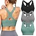 Sports Bras for Women High Support: Adjustable Strap 3 Pack High Impact Plus Size Supportive Padded Racerback Push up Sport Bra Multipack with Sewn in Pads for Large Bust Workout Running Gym Yoga