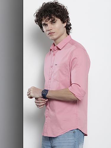 Image of The Indian Garage Co Men Slim Fit Solid Full Sleeves Spread Collar Casual Shirt