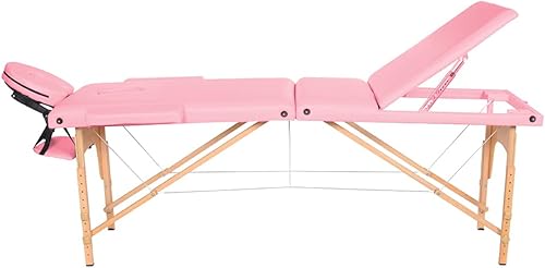 Miniatura 2 de Cama de masaje portátil, 3 mesas de masaje plegables con marco de madera, 84 pulgadas de altura ajustable, mesa de terapia de masaje, cama de spa,
