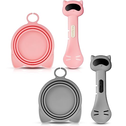4 Pcs Cat Food Can Cover Lids Set, Dog Food Can Lids Cover Lids Set, Silicone Pet Can Lid With Mixing Scoop Cat And Dog Food Canned Lid Pet Wet Food Can Spoon For Dog Cat Puppy Kitten #TOP27