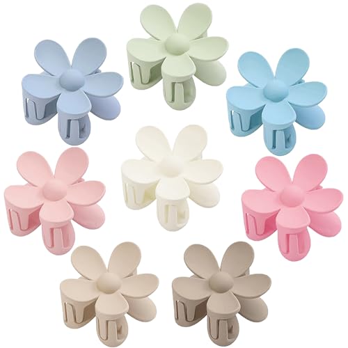 Large Matte Flower Claw Clips, 8-Pack (Multicolour)