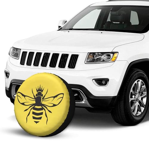 Image of Delerain Spare Tire Cover Honey Bee Wheel Covers Waterproof Dust-Proof UV Sun Universal Fit for Jeep Trailer RV SUV Truck and Many Vehicle (17 Inch for Diameter 31 inch-33 inch)