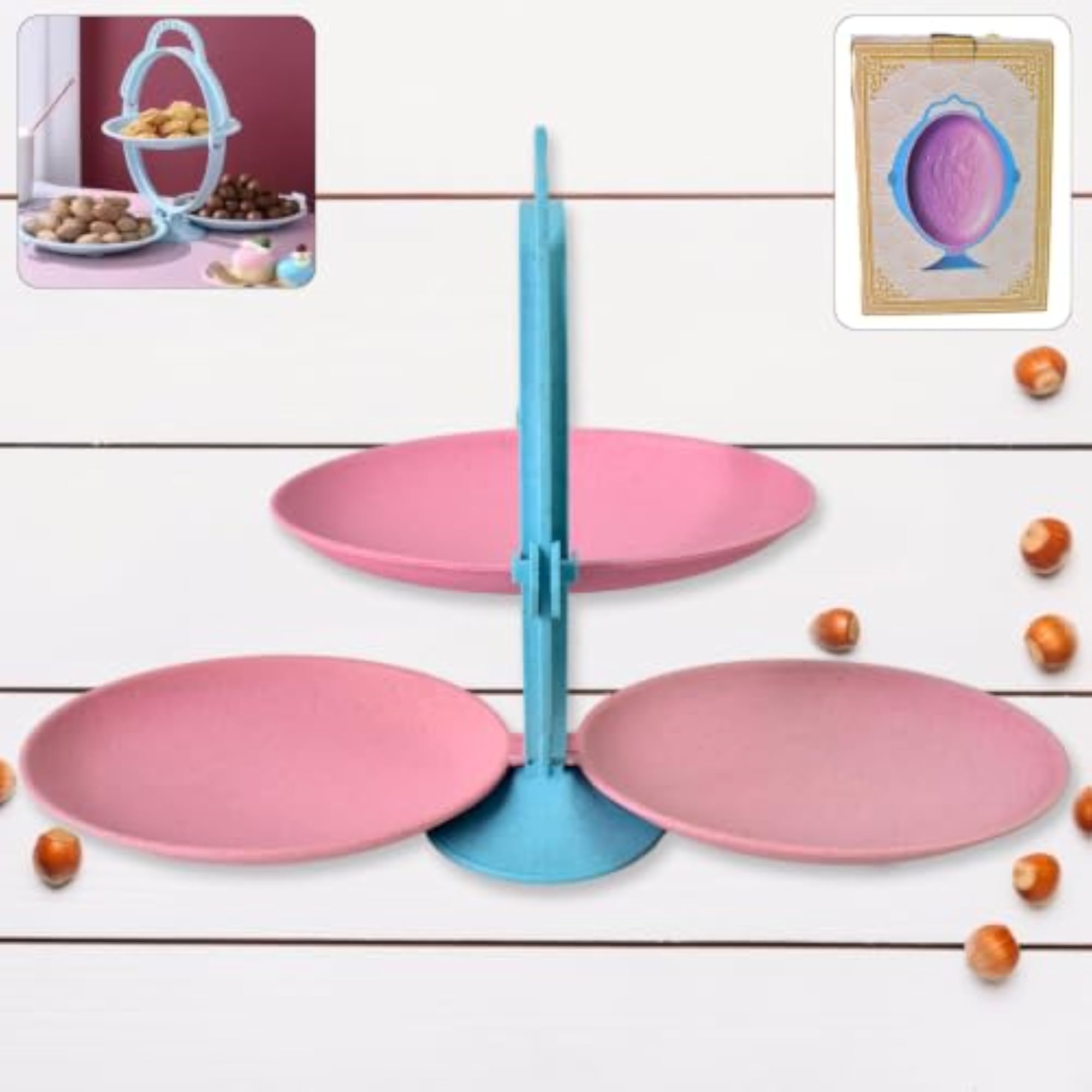 Foldable Mirror Shape Fruit Plate & Candy Dish, Elegant Home Decor